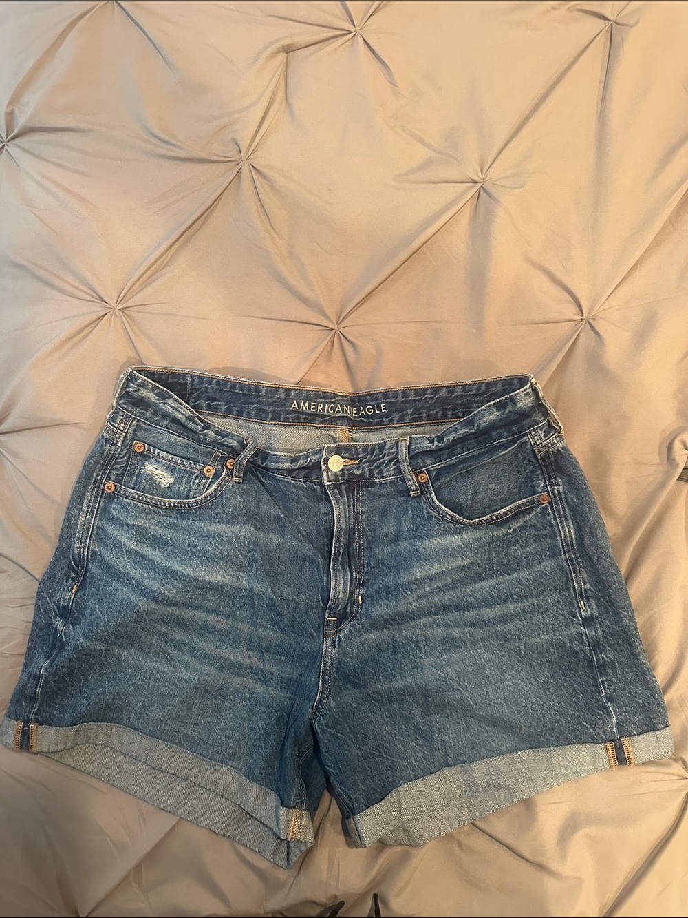 American Eagle Outfitters Blue Rolled-Hem Denim Shorts